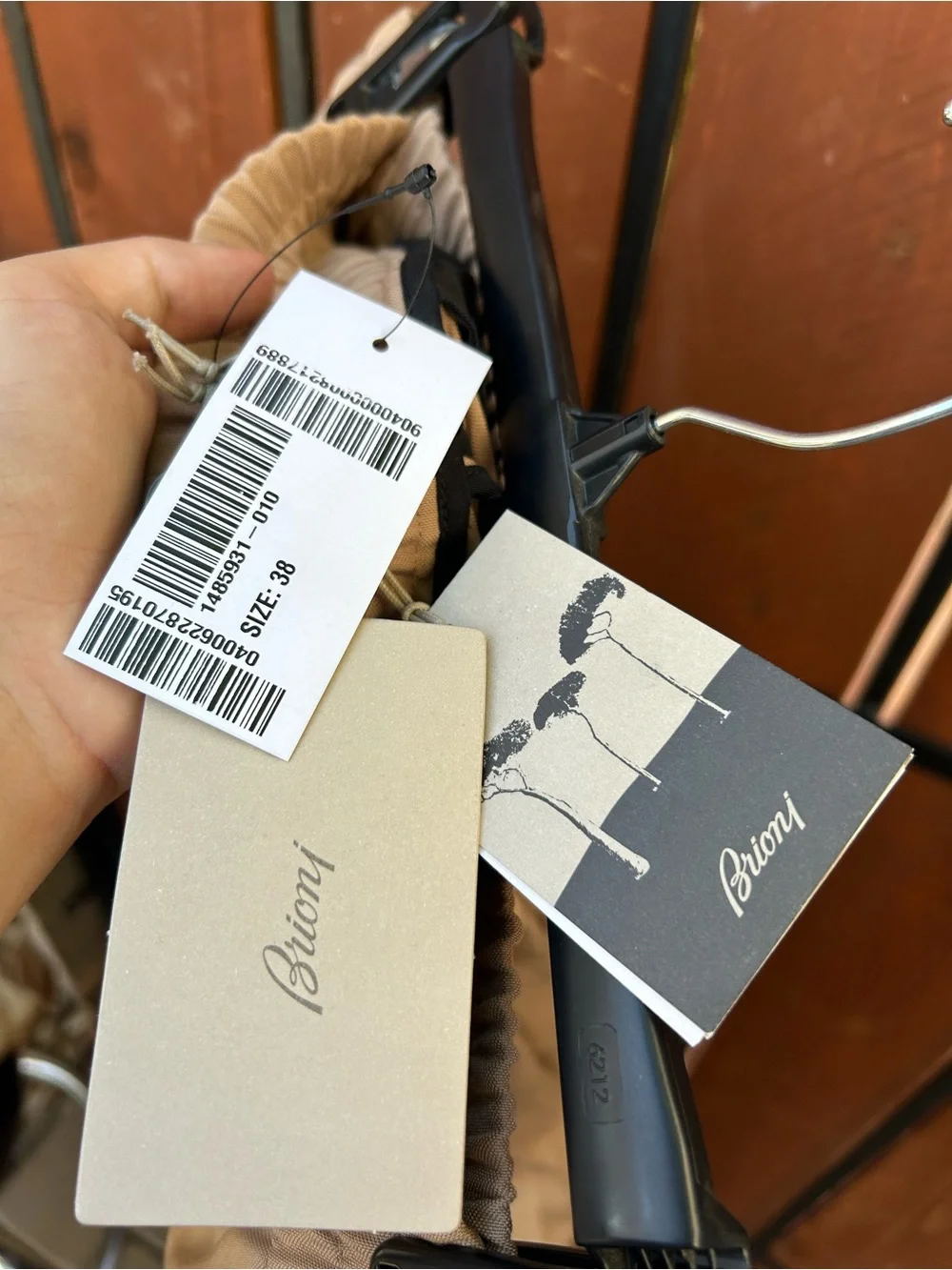Brioni Trouser leather trimmed Straight Leg size 38 NWT Camel Tan